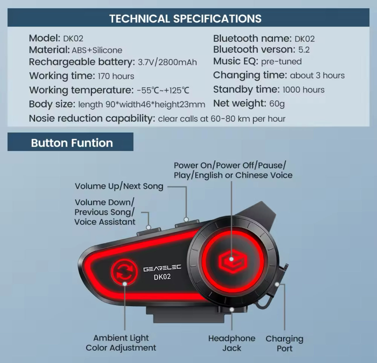 GEARELEC Dk02 Bluetooth سماعة